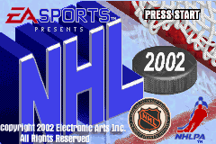 NHL 2002 title screen for GameBoy Advance